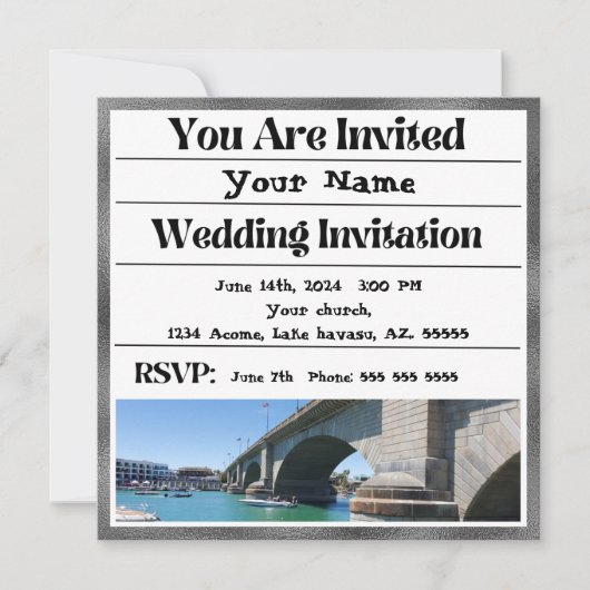 Lake Havasu bruiloft uitnodiging (Voorkant)