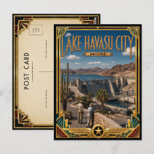 Lake Havasu City Arizona Vintage Art Deco Gouden Briefkaart