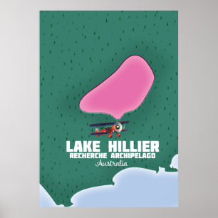 Lake Hillier Australian map. Poster