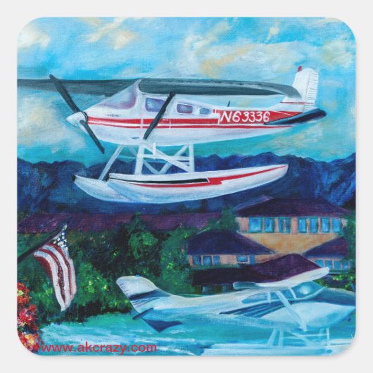 Lake Hood, Anchorage, Alaska Vierkante Sticker (Voorkant)