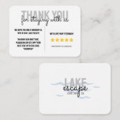 Lake House Location de vacances Carte de remerciem (Devant / Derrière)