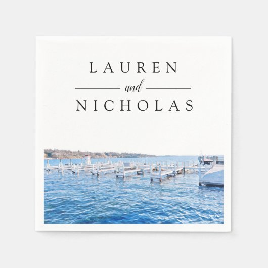 Lake House Personalized Wedding Napkins Servet (Voorkant)