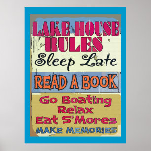 Lake House Rules Sign Poster