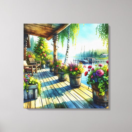 Lake House Uitzicht | Dekdek over de baai kijken Canvas Afdruk (Voorkant)