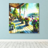 Lake House Uitzicht | Dekdek over de baai kijken Canvas Afdruk (Insitu (Houten vloer))