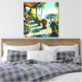 Lake House Uitzicht | Dekdek over de baai kijken Canvas Afdruk (Insitu (Slaapkamer))