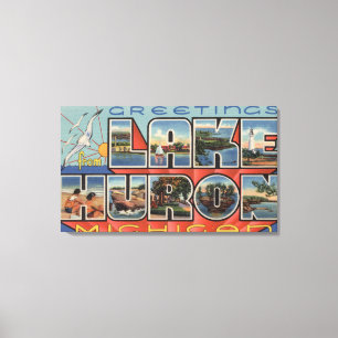 Lake Huron, Michigan - Large Letter Scenes Canvas Afdruk