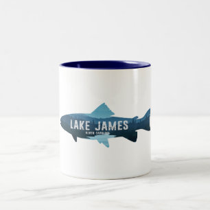 Lake James North Carolina Vis Tweekleurige Koffiemok