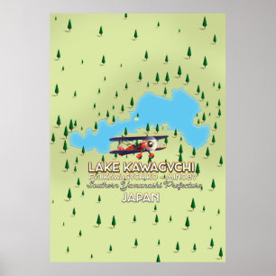 Lake Kawaguchi Fujikawaguchiko & Minobu Japan-kaar Poster