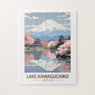 Lake Kawaguchiko Japan Travel Art Vintage Legpuzzel