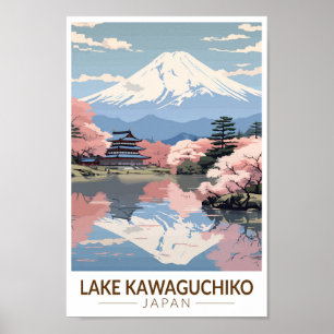 Lake Kawaguchiko Japan Travel Art Vintage Poster