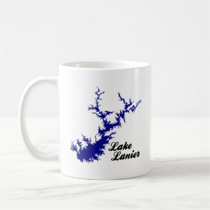 Lake Lanier Georgia Blauwe Kustlijn Script Kaart K Koffiemok