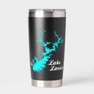 Lake Lanier Georgia Cyaan Kustlijn Script Kaart Ku Geïsoleerde Drinkbeker