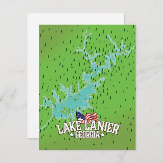 Lake Lanier Georgia Map (Voorkant / Achterkant)