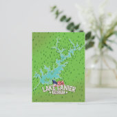 Lake Lanier Georgia Map Briefkaart (Staand voorkant)