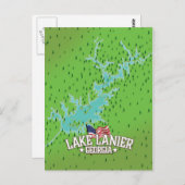Lake Lanier Georgia Map Briefkaart (Voorkant / Achterkant)