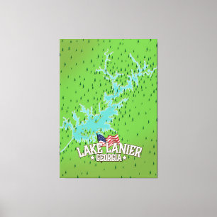Lake Lanier Georgia Map Canvas Afdruk