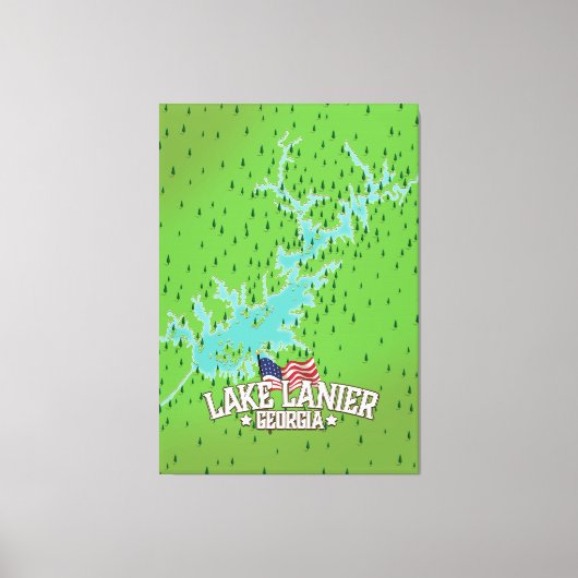 Lake Lanier Georgia Map Canvas Afdruk (Voorkant)
