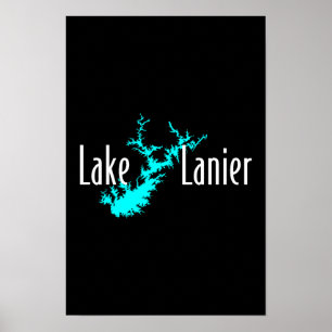 Lake Lanier Georgia Meerkaart Varend en Vissen Poster