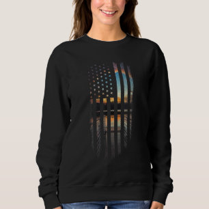 Lake Life American Flag Dock Sunset Wakeboarder Po Trui