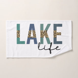 Lake Life Cheetah Print Typografie Handdoek
