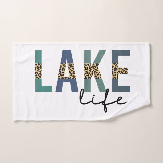 Lake Life Cheetah Print Typografie Handdoek (Handdoek)