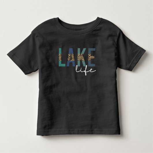 Lake Life Cheetah Print Typografie Kinder Shirts (Voorkant)