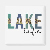 Lake Life Cheetah Print Typografie Magneet (Voorkant)