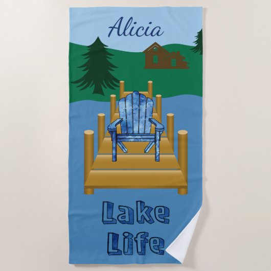 Lake Life Personalized Strandlaken (Voorkant)