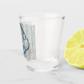 Lake Life & Preserver Blue Wood Shot Glas (Rechts)