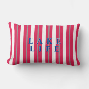 Lake Life Red White Striped Kussen