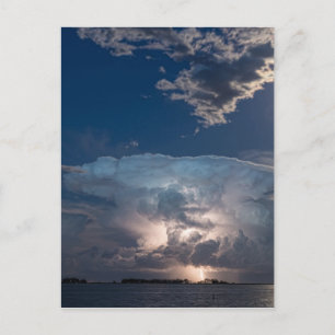 Lake Lightning Thunderstorm Cell en Full Moon Briefkaart