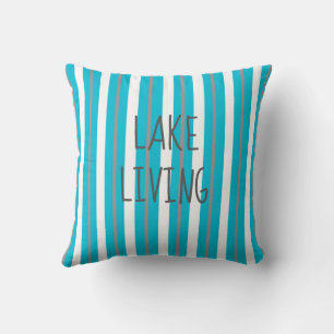 Lake Living Turquoise Gray White Stripe Throw Pill Kussen