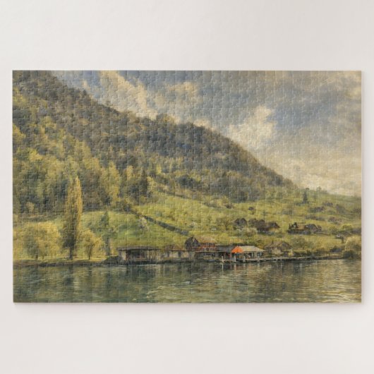 Lake Lucerne Swiss Alpine Chalet Art Puzzle Legpuzzel (Horizontaal)