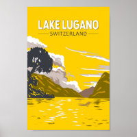 Lake Lugano Zwitserland Reiskunst Vintage