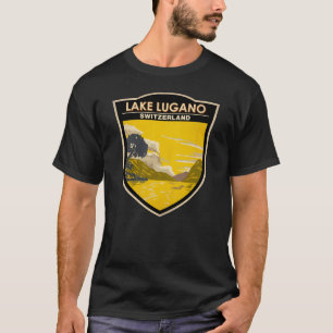 Lake Lugano Zwitserland Reiskunst Vintage T-shirt