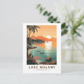 Lake Malawi Afrika Zonsondergang Reizen Kunst Vint Briefkaart (Staand voorkant)