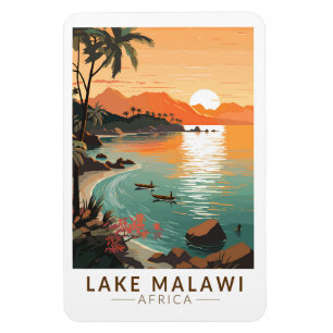 Lake Malawi Afrika Zonsondergang Reizen Kunst Vint Magneet