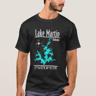 Lake Martin Alabama Nauticale Kaart Coördinaten Sh T-shirt