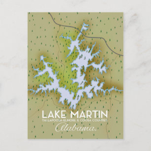 Lake Martin Alabama Reisposterkaart. Briefkaart