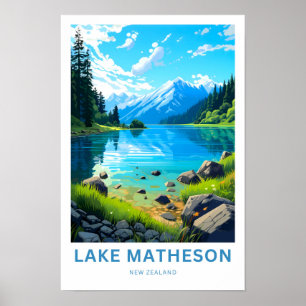 Lake Matheson Nieuw-Zeeland Reisprint Poster