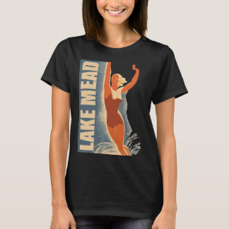Lake Mead Zwemmer Retro Blauwe Reis T-shirt