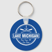 Lake Michigan, aangepaste stad, naam, anker, pedde Sleutelhanger (Achterkant)