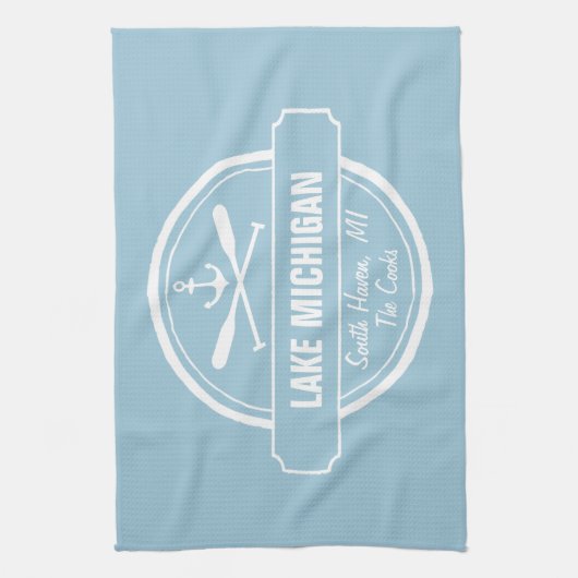 Lake Michigan, aangepaste stad, naam, anker, pedde Theedoek (Verticaal)