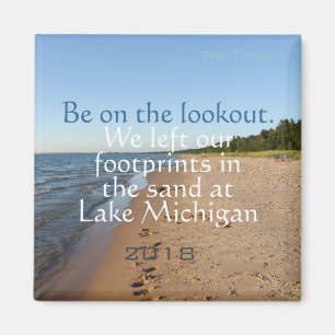 Lake Michigan Beach Dated Travel Fridge Magnet Magneet