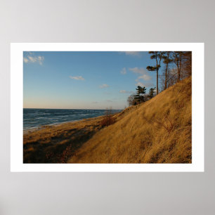 Lake Michigan Beach in Late Herfst Poster