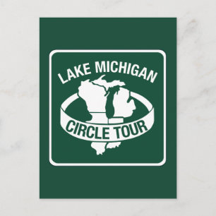 Lake Michigan Circle Tour, Sign, Wisconsin, Vereni Briefkaart