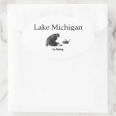 Lake Michigan Ice Vist Ovale Sticker (Tas)
