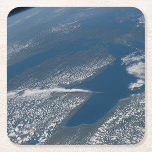 Lake Michigan, Lake Huron en de staat Michigan. Vierkante Kartonnen Onderzetter