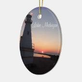 Lake Michigan Sunset Lighthouse Ornament (Links)